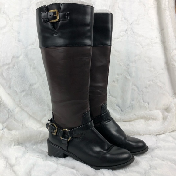 Chaps Brown And Black Rider Boots with a Buckle 7B - Picture 10 of 14